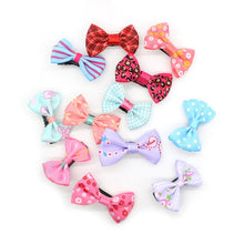 Load image into Gallery viewer, 10Pcs/lot Hot Candy Color Bow Hairpin Solid/ Dot/ Flower Print Ribbon BB Hair Clips for Baby Girls Kids Hair Accessories