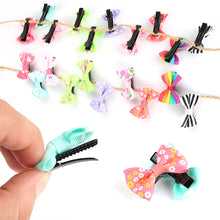 Load image into Gallery viewer, 10Pcs/lot Hot Candy Color Bow Hairpin Solid/ Dot/ Flower Print Ribbon BB Hair Clips for Baby Girls Kids Hair Accessories