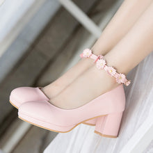 Load image into Gallery viewer, Fashion! Student Party Shoes High-heeled Flowers Shoes Size 30-36 for bigger girl Kid Heeled Leather Shoes Flower Girls Shoes
