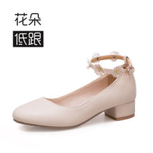 Load image into Gallery viewer, Fashion! Student Party Shoes High-heeled Flowers Shoes Size 30-36 for bigger girl Kid Heeled Leather Shoes Flower Girls Shoes
