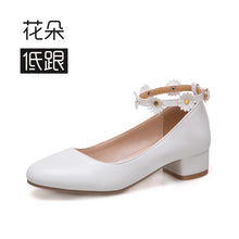 Load image into Gallery viewer, Fashion! Student Party Shoes High-heeled Flowers Shoes Size 30-36 for bigger girl Kid Heeled Leather Shoes Flower Girls Shoes
