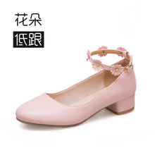 Load image into Gallery viewer, Fashion! Student Party Shoes High-heeled Flowers Shoes Size 30-36 for bigger girl Kid Heeled Leather Shoes Flower Girls Shoes
