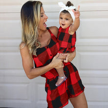 Load image into Gallery viewer, Mother Daughter Family Matching Outfits Clothes Plaid Parent-child Dress Baby Girls Mom Romper Fashion Summer Women Kids Costume

