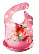Load image into Gallery viewer, Waterproof Silicone Baby Bib Washable Roll Up Crumb Catcher Feeding Eating Babie Cartoon Animals Pattern Bibs
